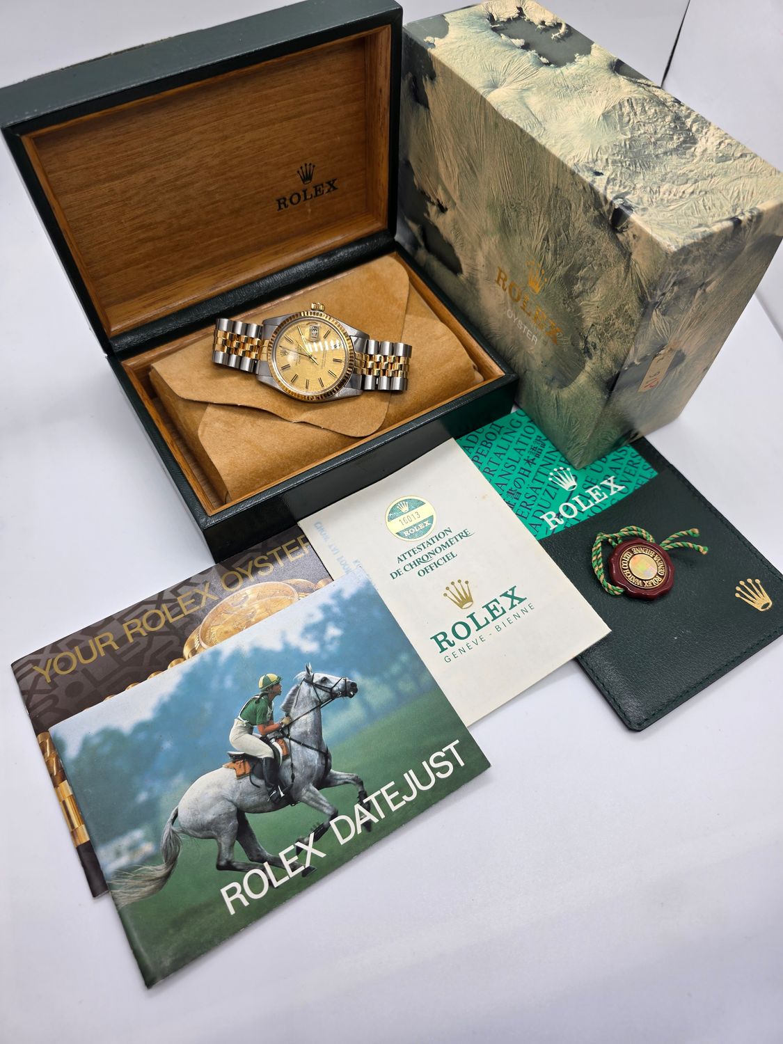 Rolex Datejust 16013 Watch - 1984 Linen Dial, Box &amp; Papers