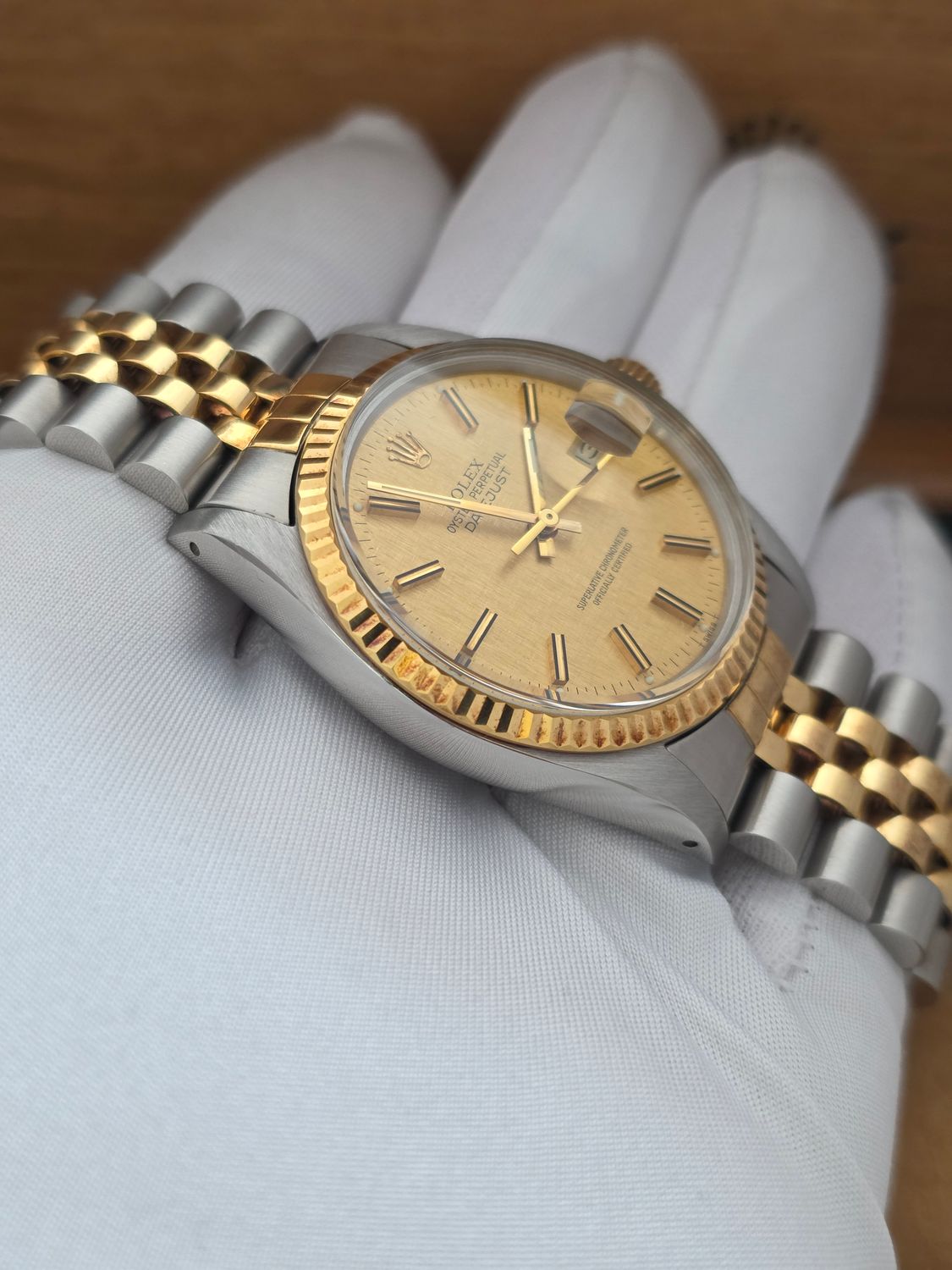 Rolex Datejust 16013 Watch - 1984 Linen Dial, Box &amp; Papers