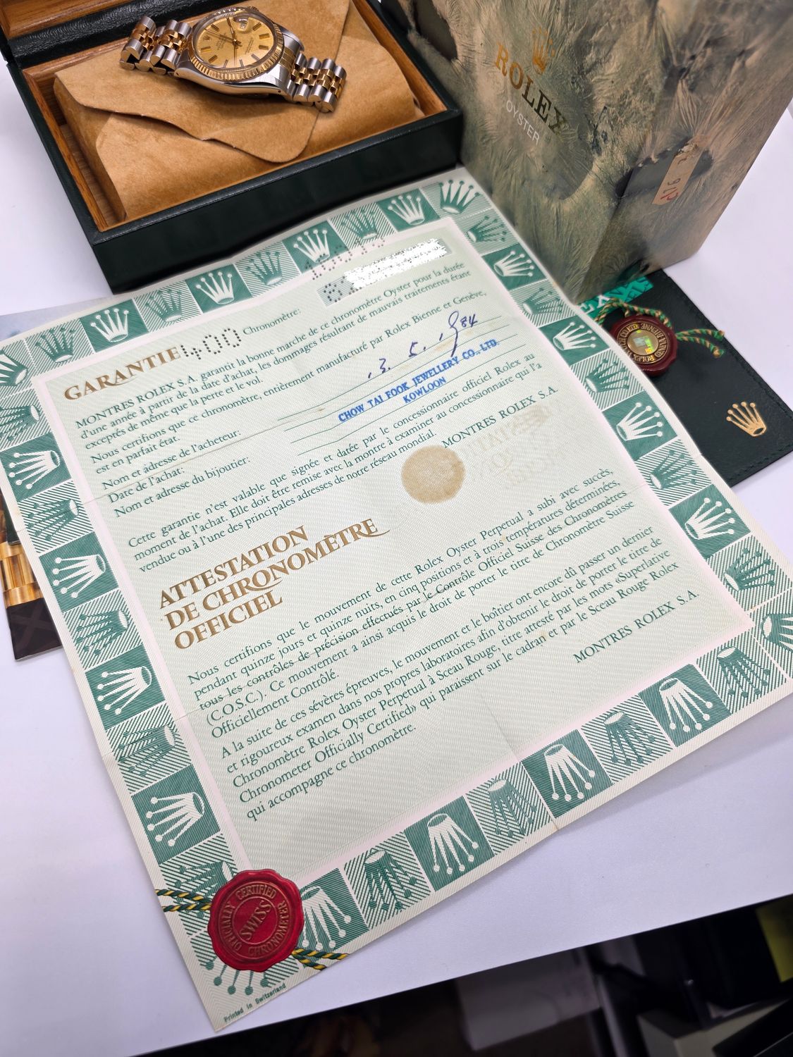 Rolex Datejust 16013 Watch - 1984 Linen Dial, Box &amp; Papers