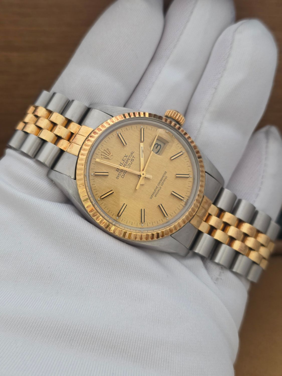 Rolex Datejust 16013 Watch - 1984 Linen Dial, Box &amp; Papers