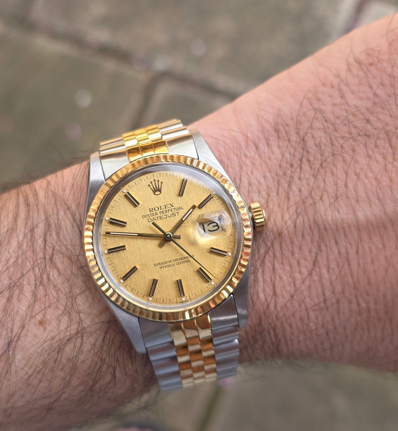 Rolex Datejust 16013 Watch - 1984 Linen Dial, Box &amp; Papers
