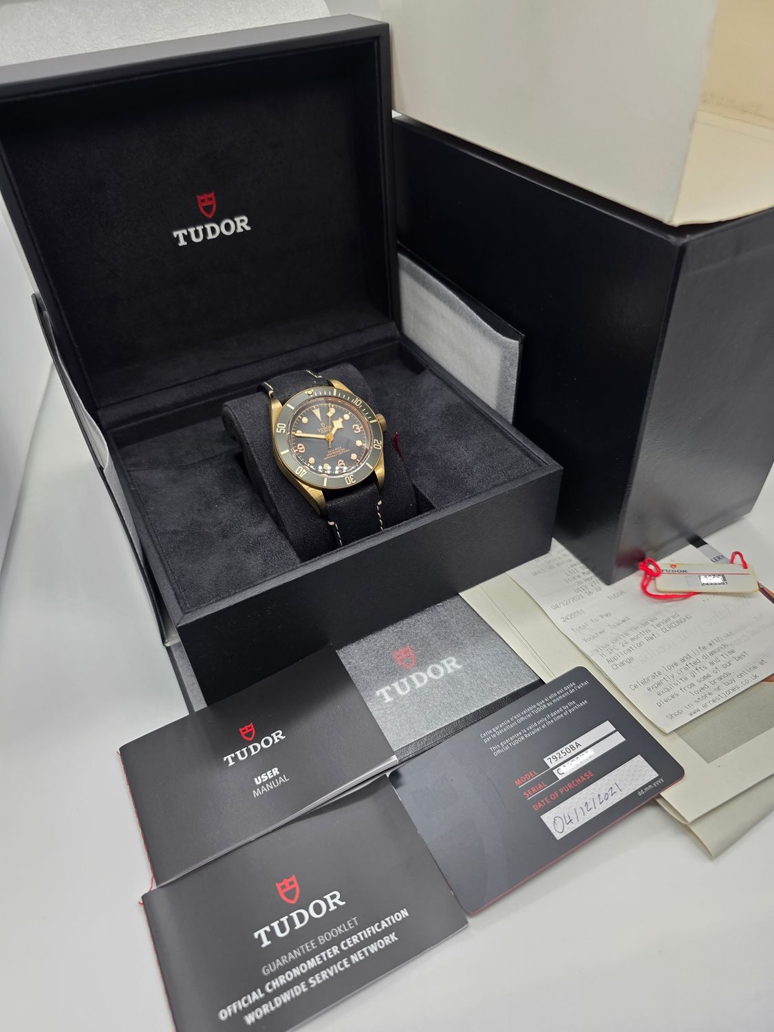 TUDOR Black Bay Bronze Watch - 79250BA 2021 Full Set, Unworn Original Receipt