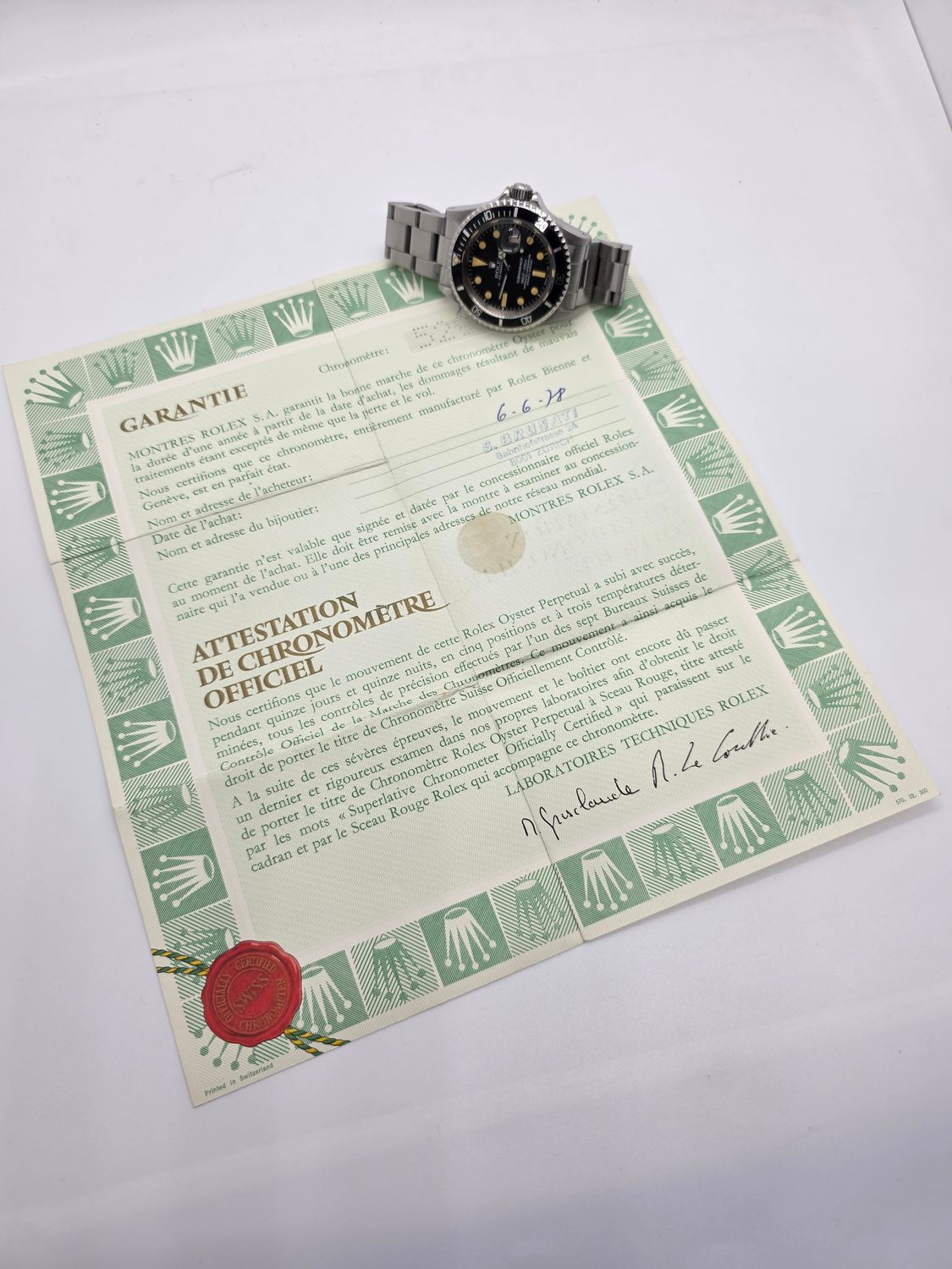 Rolex Submariner 1680 1978 Matte Dial Cream Patina, B&amp;P &amp; Rolex Service