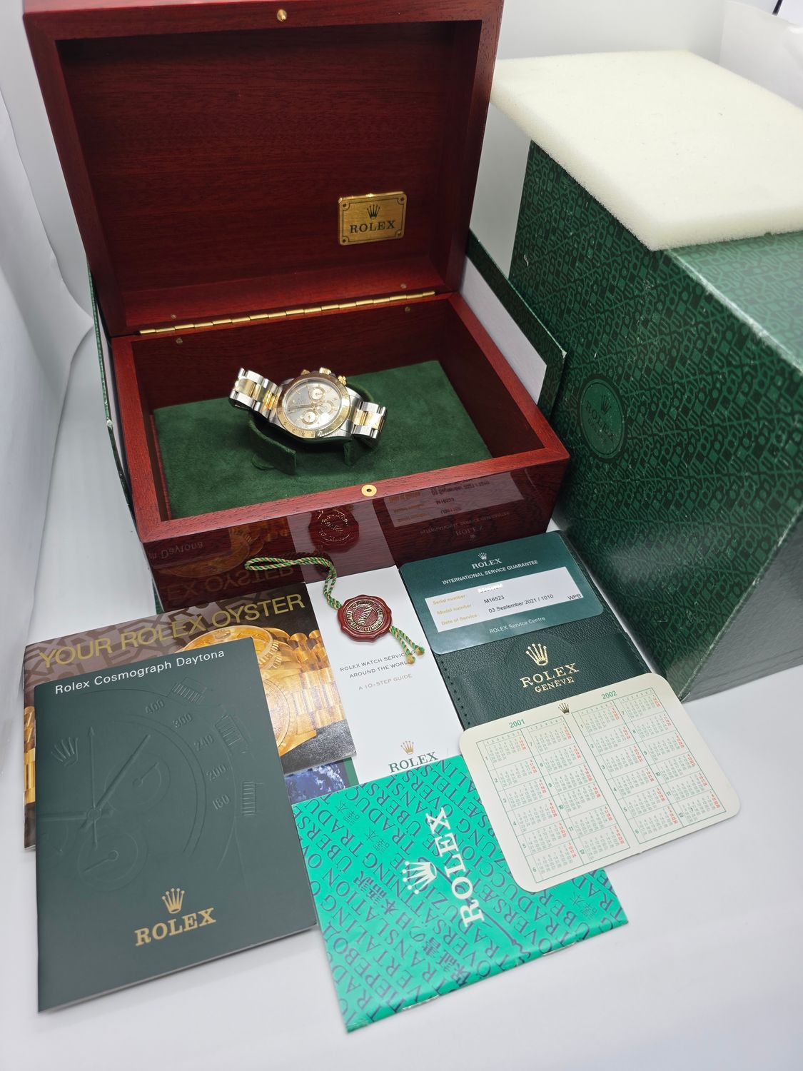 Rolex Zenith Daytona 16523 Silver Dial, Circa 1997 with 2021 Rolex Service Card