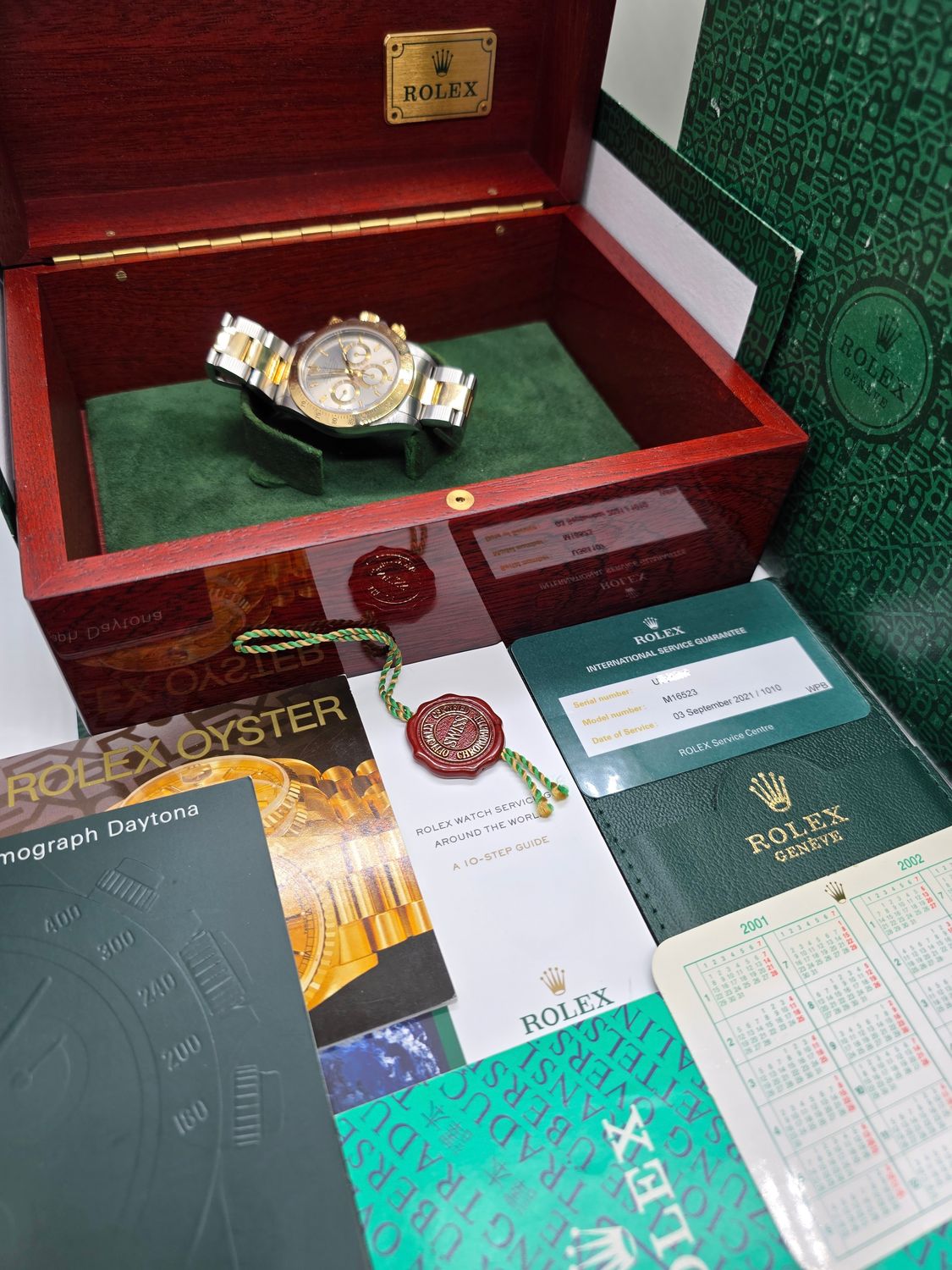 Rolex Zenith Daytona 16523 Silver Dial, Circa 1997 with 2021 Rolex Service Card