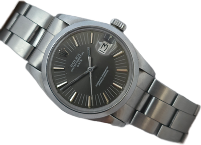 Rolex Oyster Perpetual Date Ref 1500 Rare Grey 'Rail Dial', Circa 1971 Rolex Oyster Perpetual Date Ref 1500 Rare Grey 'Rail Dial', Circa 1971