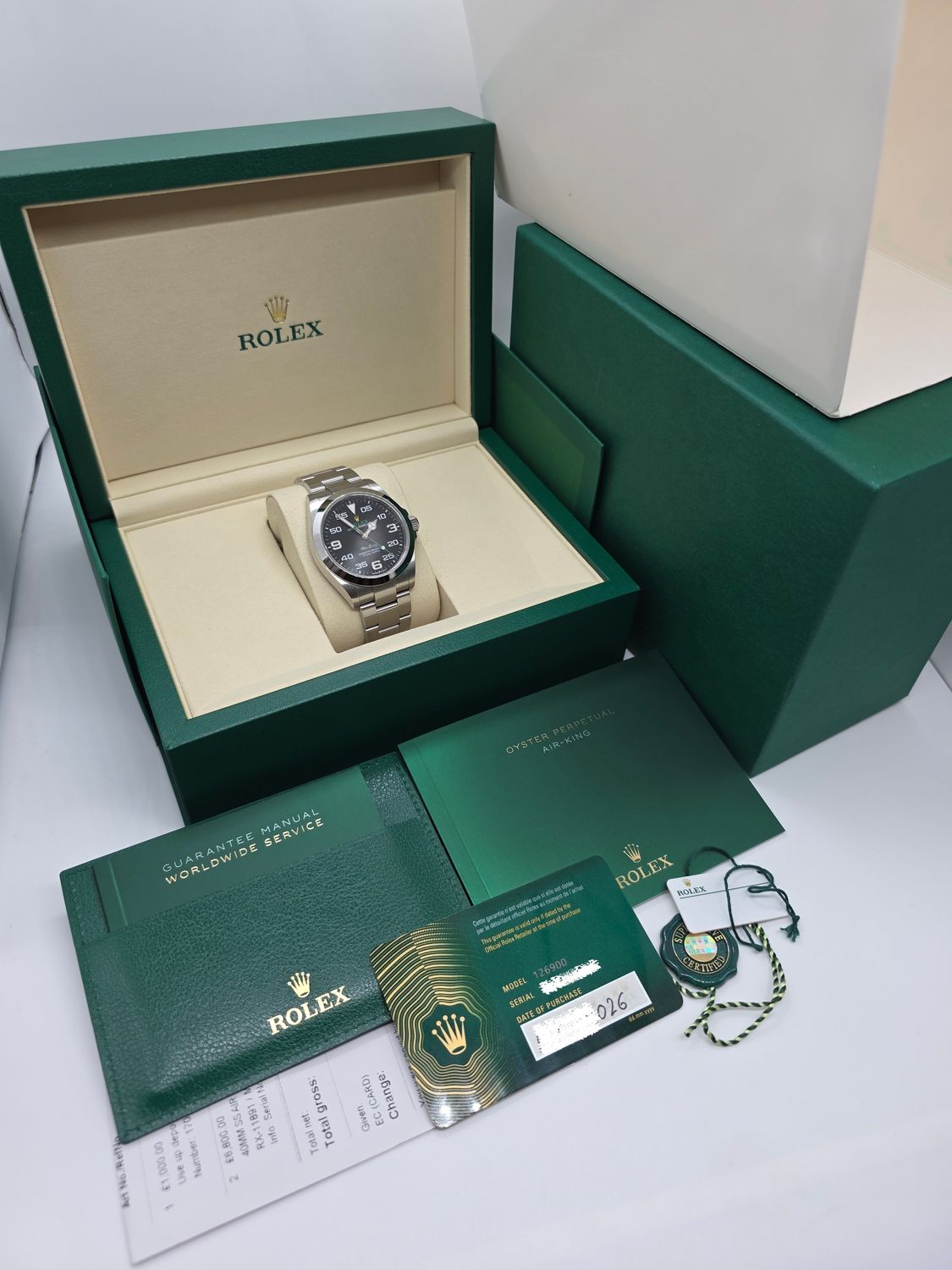Rolex Airking Watch 126900, 2026 Full Set, 'Bloodhound' with Original receipt
