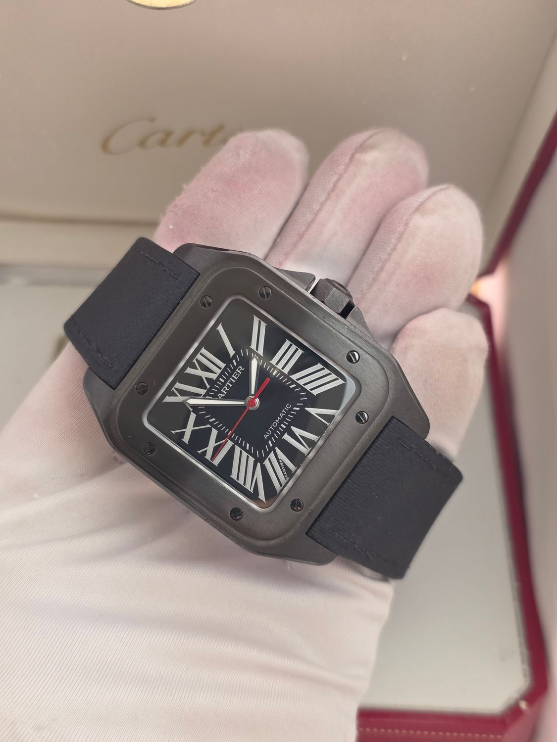 Cartier Santos 100 WSSA0006 Black Watch - 2017 Box &amp; Papers