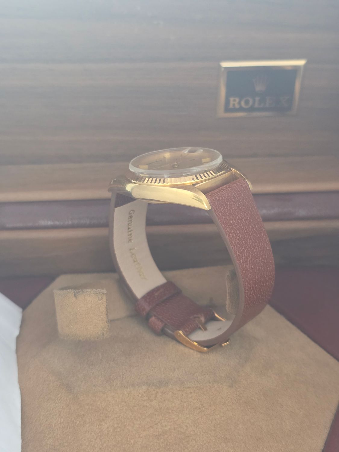 Rolex DayDate 1803 36mm, 18K Gold, Linen Dial, Circa 1972 Box &amp; Booklets