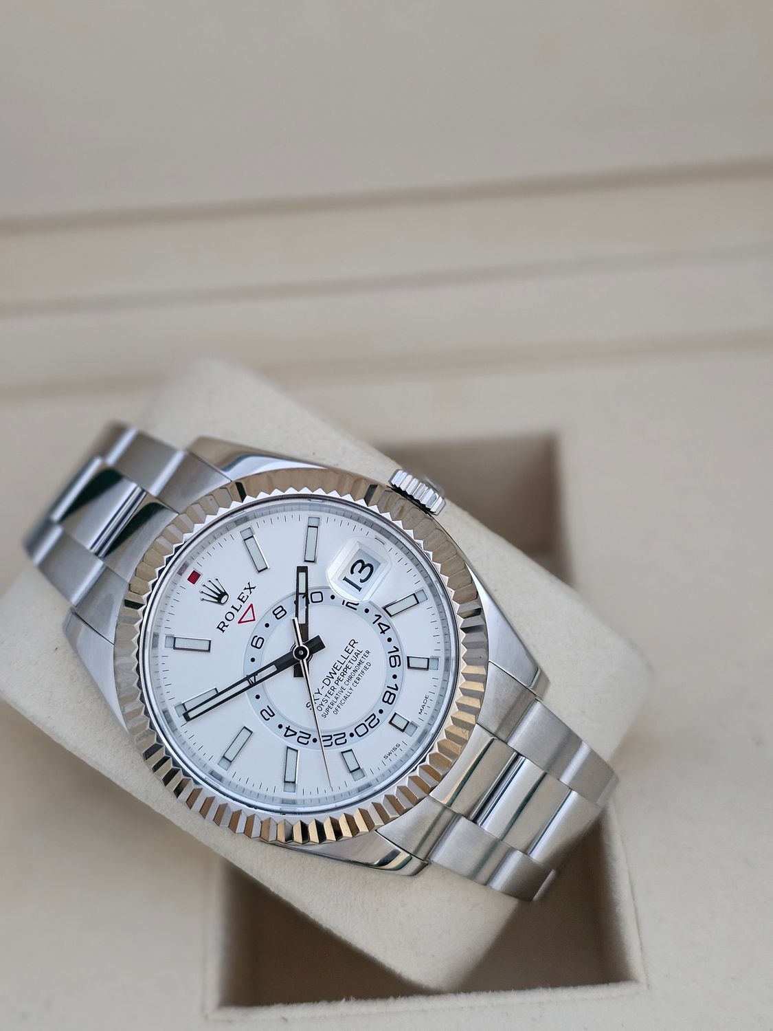Rolex SkyDweller 326934 Watch, White Dial, 2018 Box &amp; Papers, 2024 Rolex Service