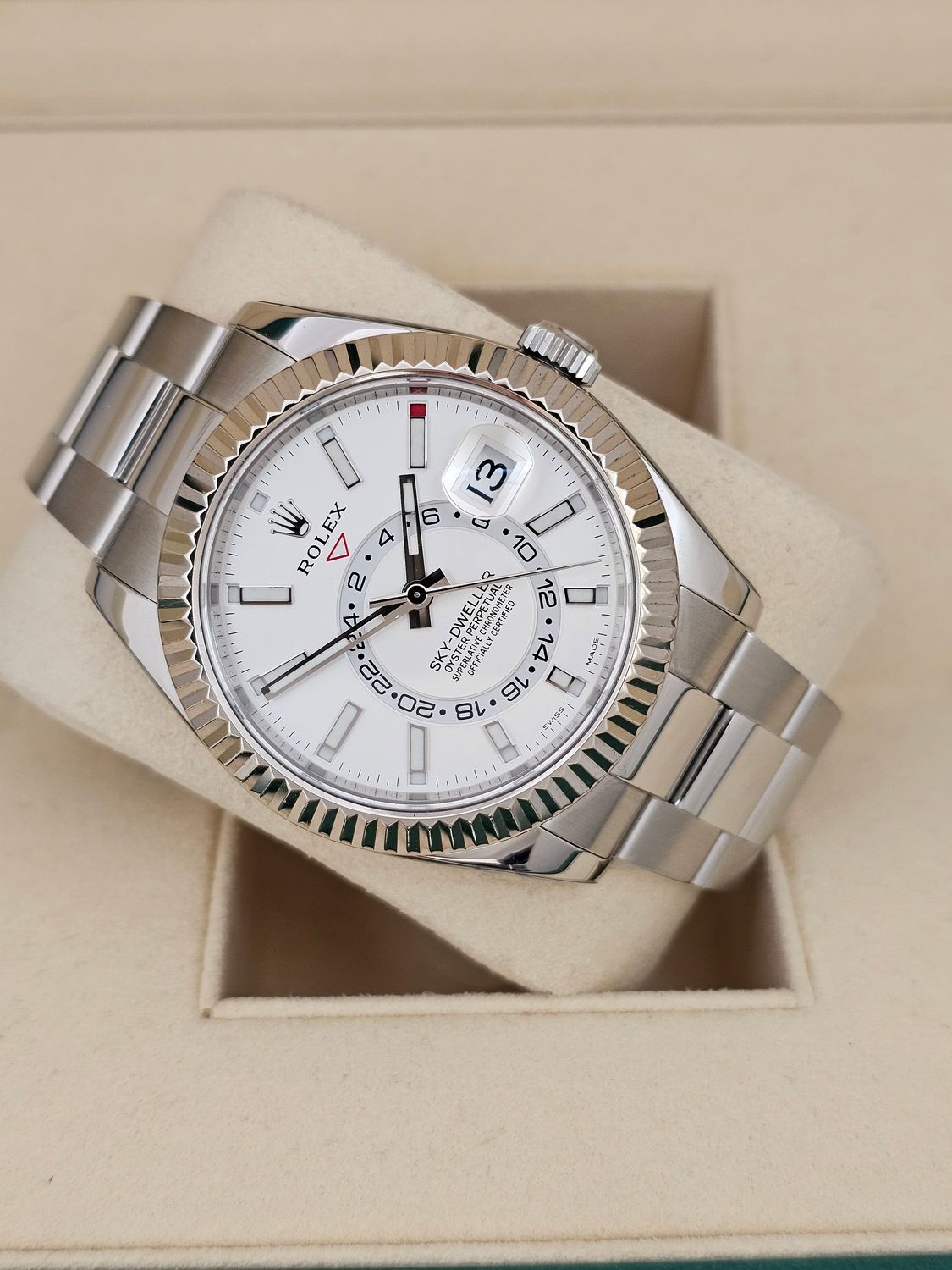 Rolex SkyDweller 326934 Watch, White Dial, 2018 Box &amp; Papers, 2024 Rolex Service