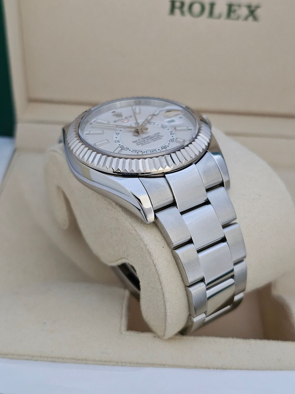 Rolex SkyDweller 326934 Watch, White Dial, 2018 Box &amp; Papers, 2024 Rolex Service