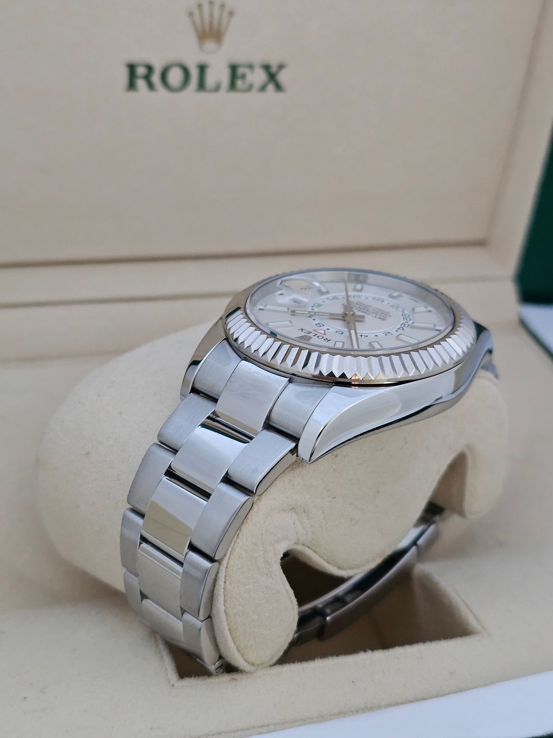 Rolex SkyDweller 326934 Watch, White Dial, 2018 Box &amp; Papers, 2024 Rolex Service