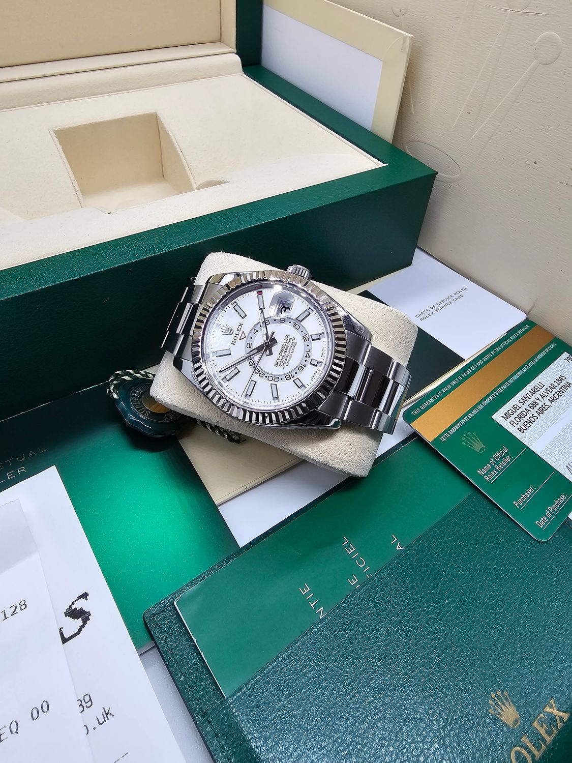 Rolex SkyDweller 326934 Watch, White Dial, 2018 Box &amp; Papers, 2024 Rolex Service