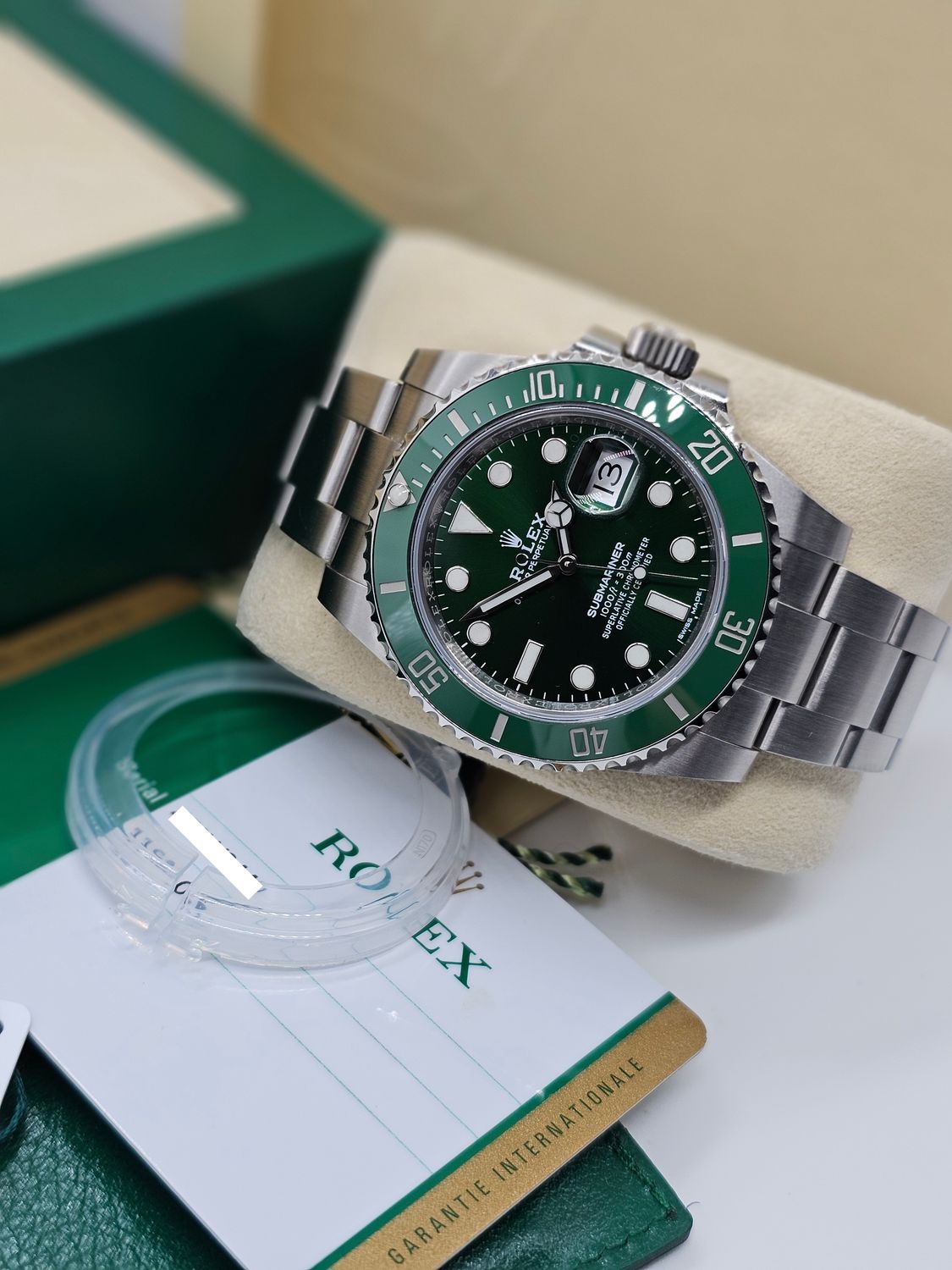 Rolex Submariner Date Watch 116610LV Green Hulk, 2018 Full Set, Excellent Cond