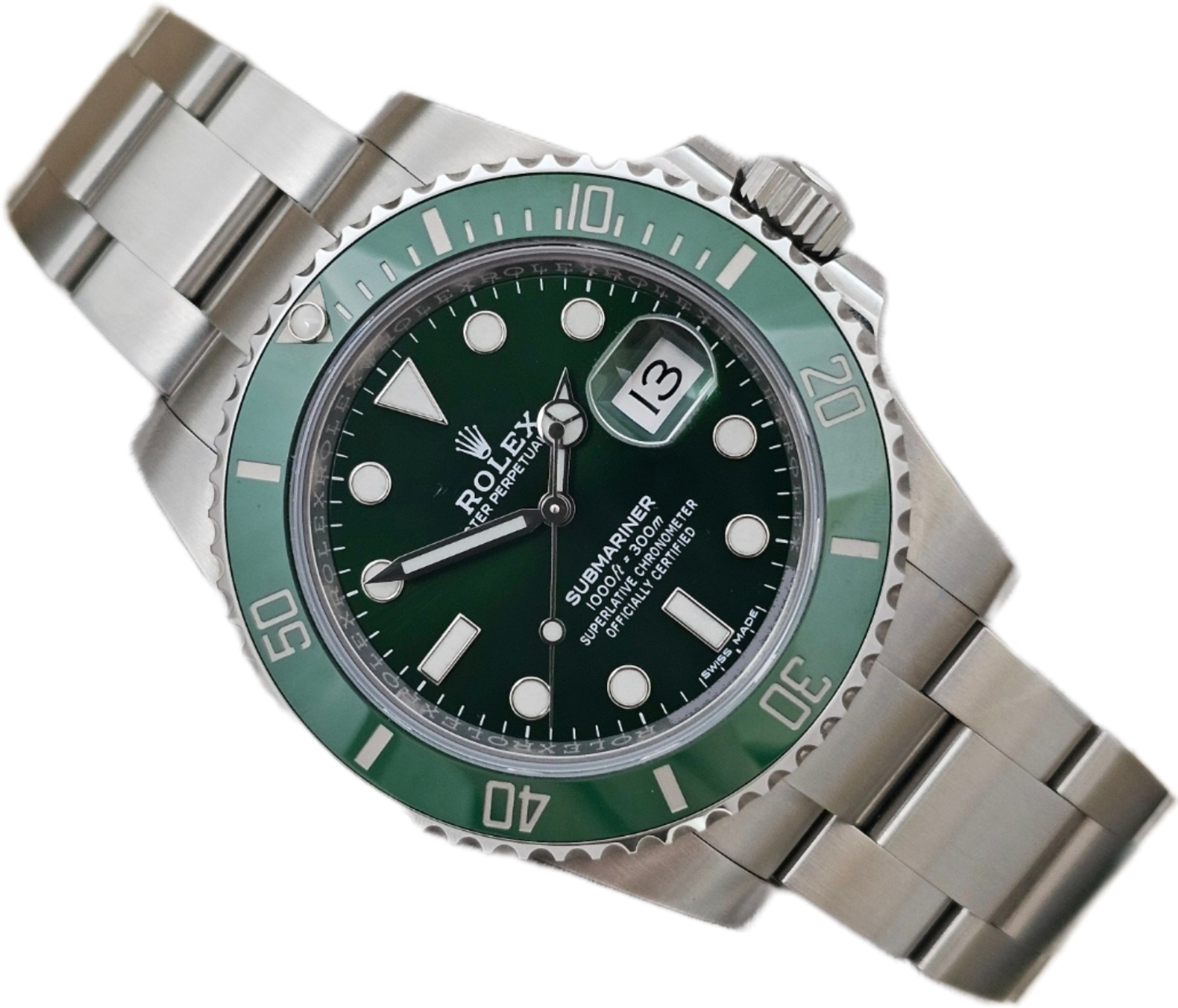 Rolex Submariner Date Watch 116610LV Green Hulk, 2018 Full Set, Excellent Cond