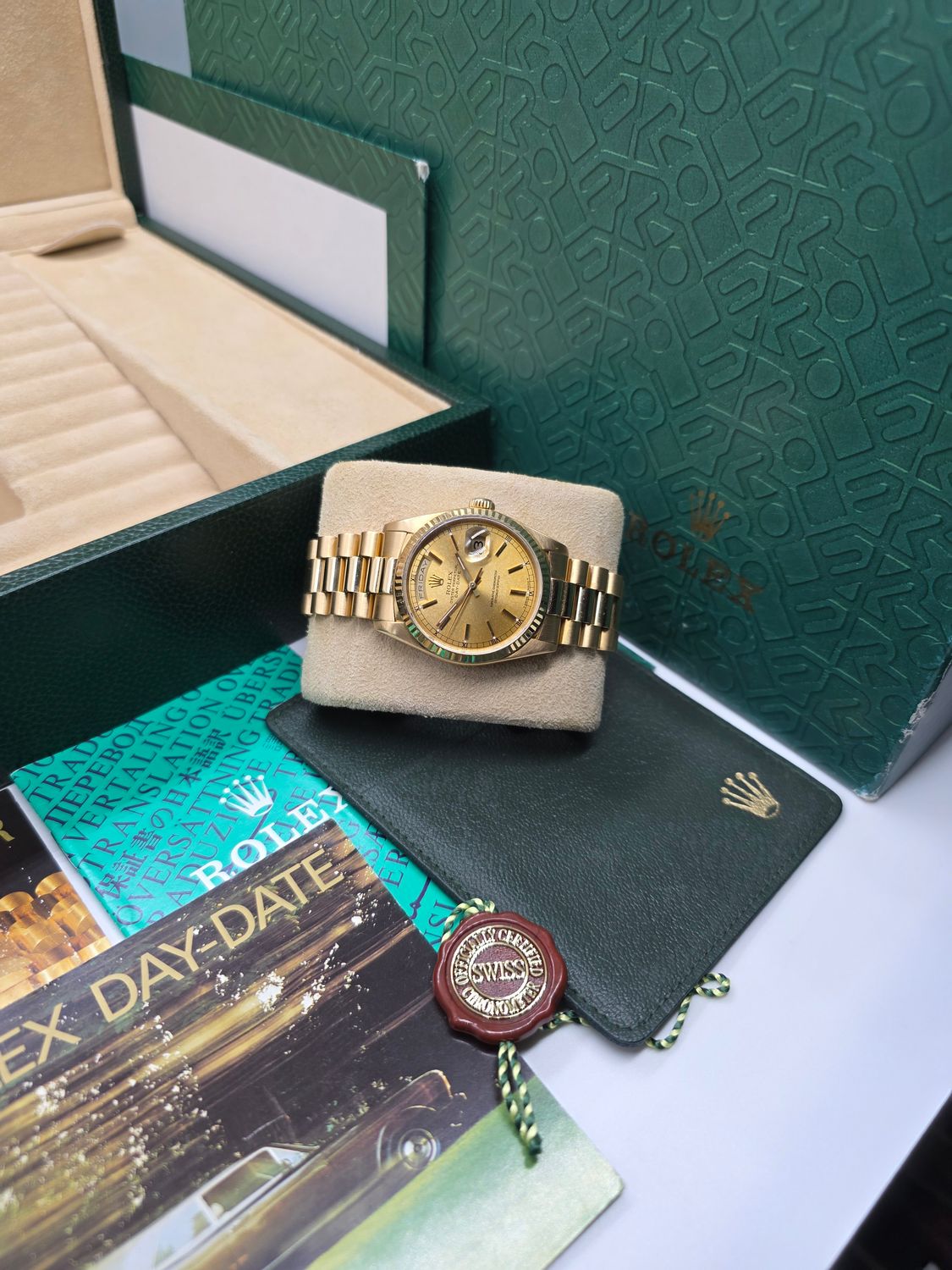 Rolex DayDate 18238 Gold Watch - Box &amp; Booklets Circa 1990