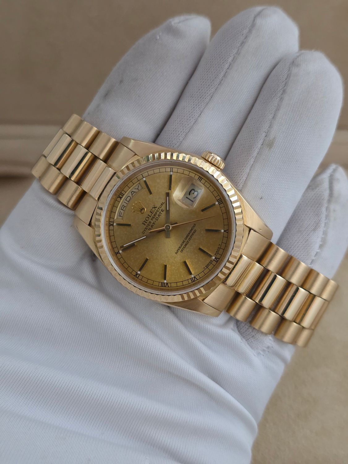 Rolex DayDate 18238 Gold Watch - Box &amp; Booklets Circa 1990