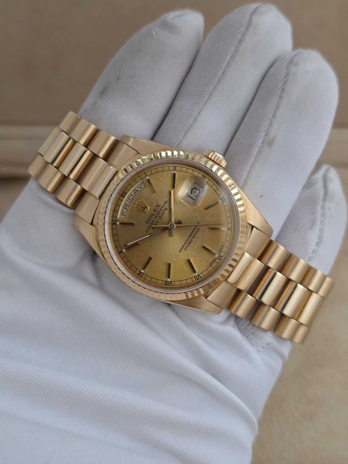 Rolex DayDate 18238 Gold Watch - Box &amp; Booklets Circa 1990