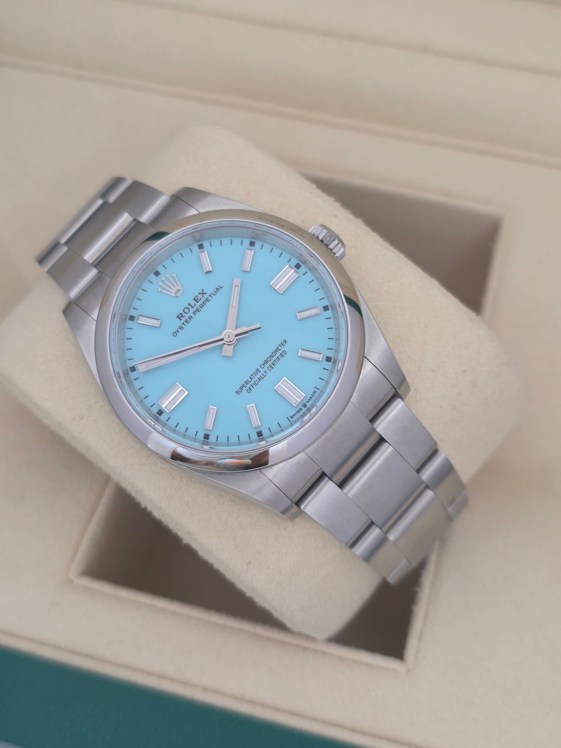 Rolex Oyster Perpetual Tiffany Dial 126000 Watch, 36mm 2024 Box &amp; Papers