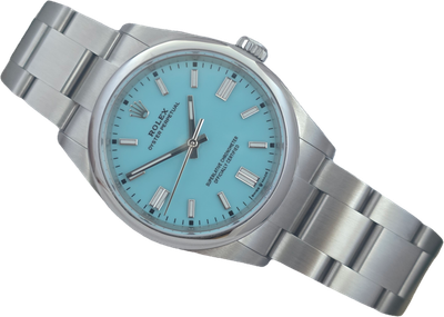 Rolex Oyster Perpetual Tiffany Dial 126000 Watch, 36mm 2024 Box & Papers Rolex Oyster Perpetual Tiffany Dial 126000 Watch, 36mm 2024 Box & Papers