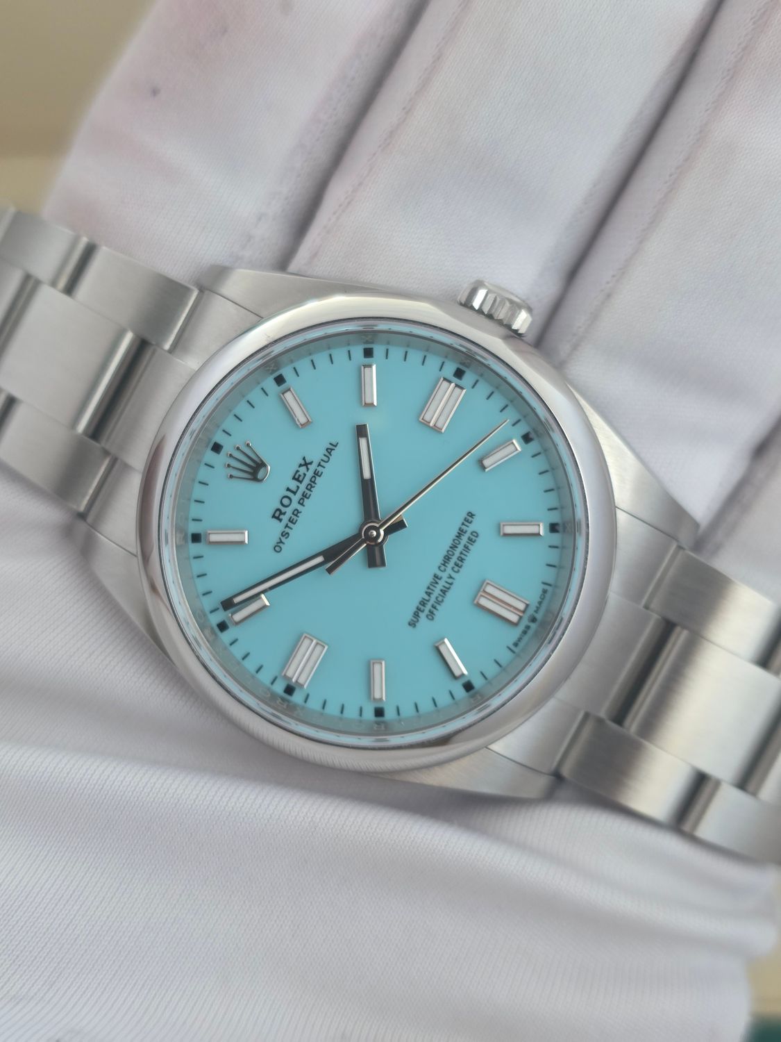 Rolex Oyster Perpetual Tiffany Dial 126000 Watch, 36mm 2024 Box &amp; Papers