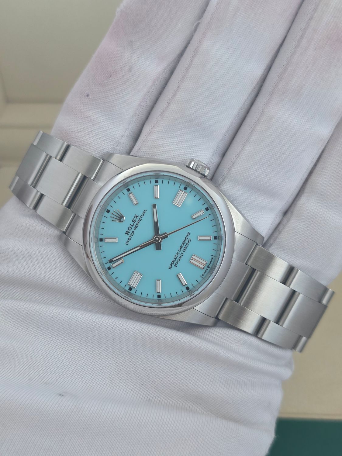 Rolex Oyster Perpetual Tiffany Dial 126000 Watch, 36mm 2024 Box &amp; Papers