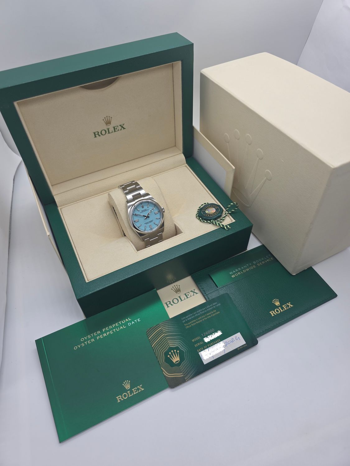 Rolex Oyster Perpetual Tiffany Dial 126000 Watch, 36mm 2024 Box &amp; Papers