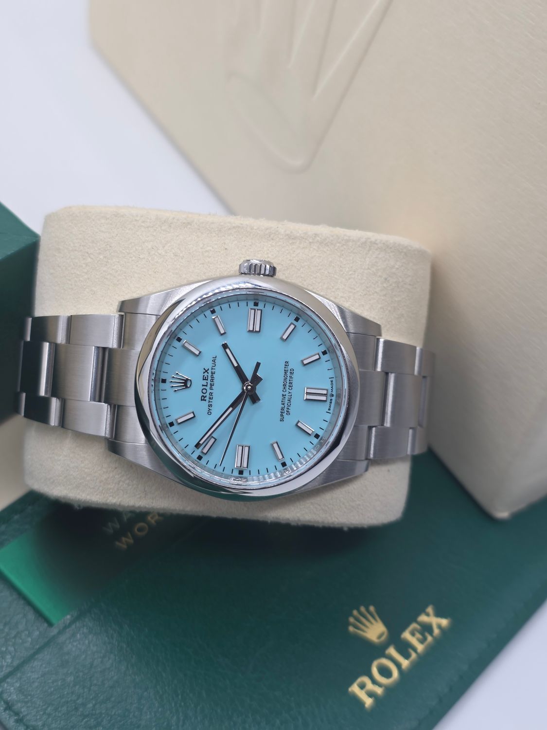 Rolex Oyster Perpetual Tiffany Dial 126000 Watch, 36mm 2024 Box &amp; Papers