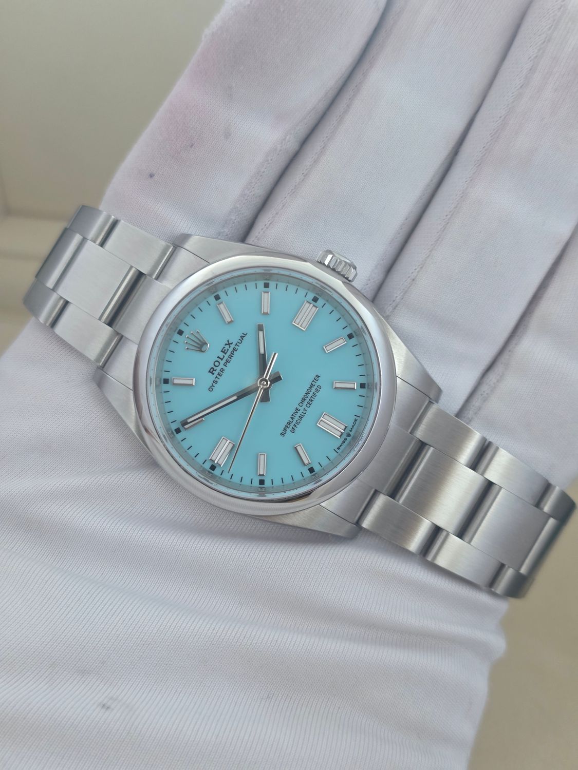 Rolex Oyster Perpetual Tiffany Dial 126000 Watch, 36mm 2024 Box &amp; Papers