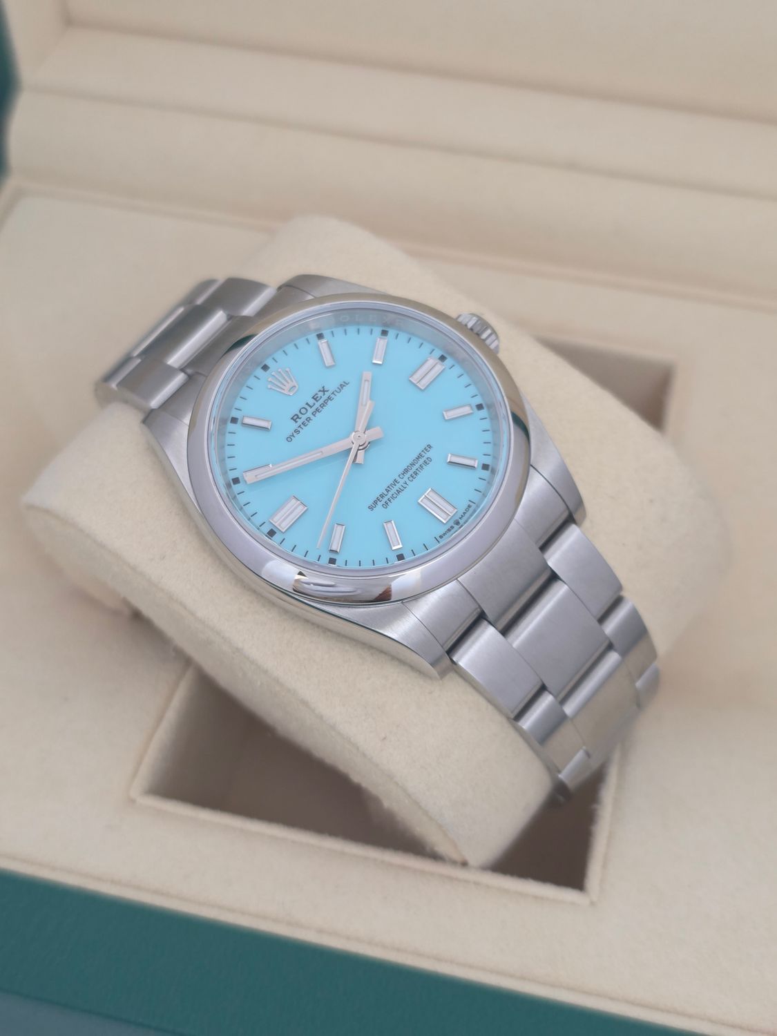Rolex Oyster Perpetual Tiffany Dial 126000 Watch, 36mm 2024 Box &amp; Papers