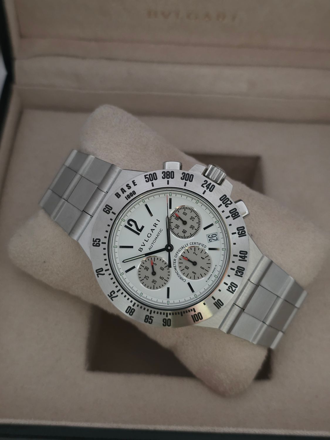 Bvlgari Diagono Professional CH40WSSD, White Chrono Automatic, 2005 Box &amp; Papers