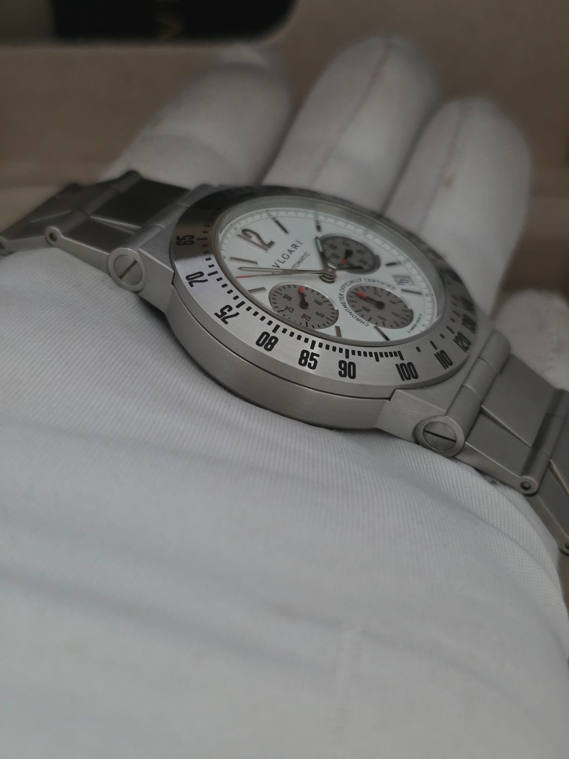 Bvlgari Diagono Professional CH40WSSD, White Chrono Automatic, 2005 Box &amp; Papers