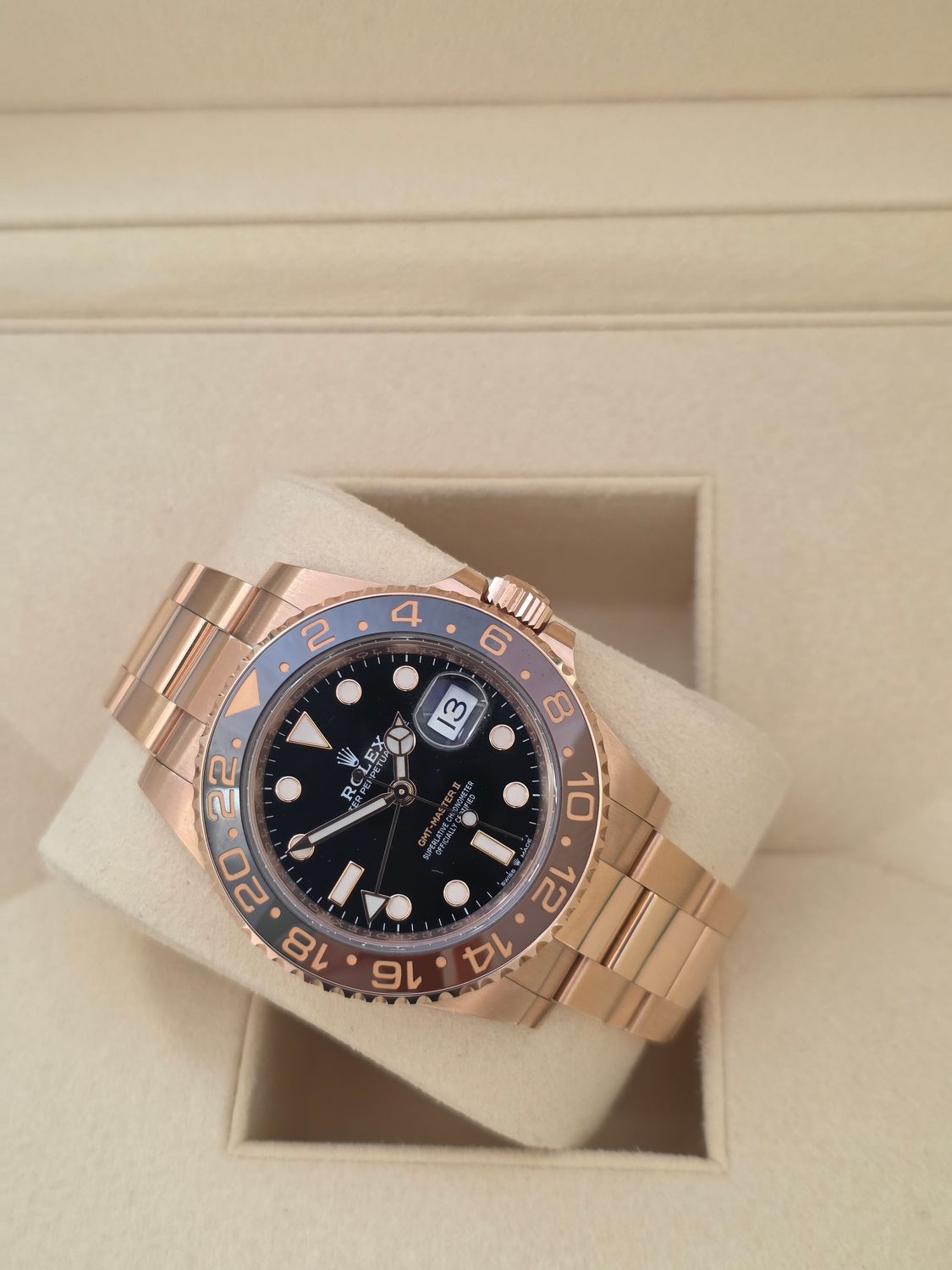 Rolex GMT-Master II 126715CHNR Rootbeer Watch, Everose Gold, 2019 Box &amp; Papers