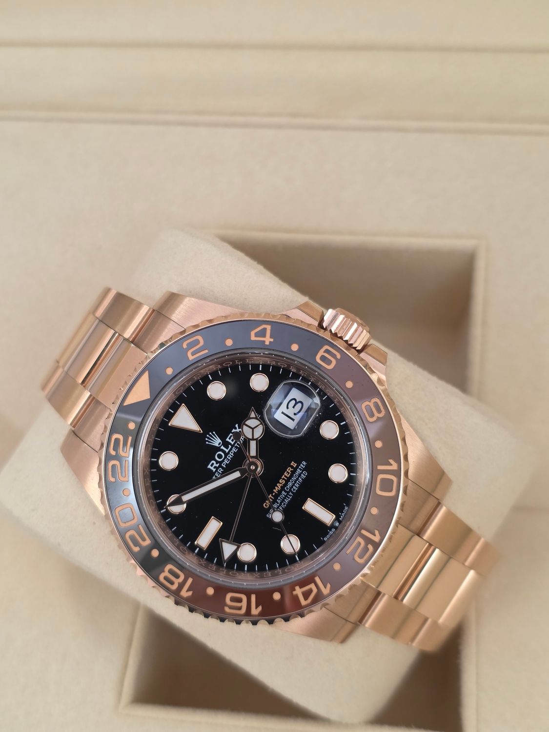 Rolex GMT-Master II 126715CHNR Rootbeer Watch, Everose Gold, 2019 Box &amp; Papers