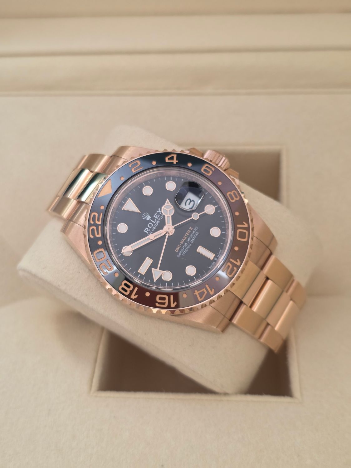 Rolex GMT-Master II 126715CHNR Rootbeer Watch, Everose Gold, 2019 Box &amp; Papers