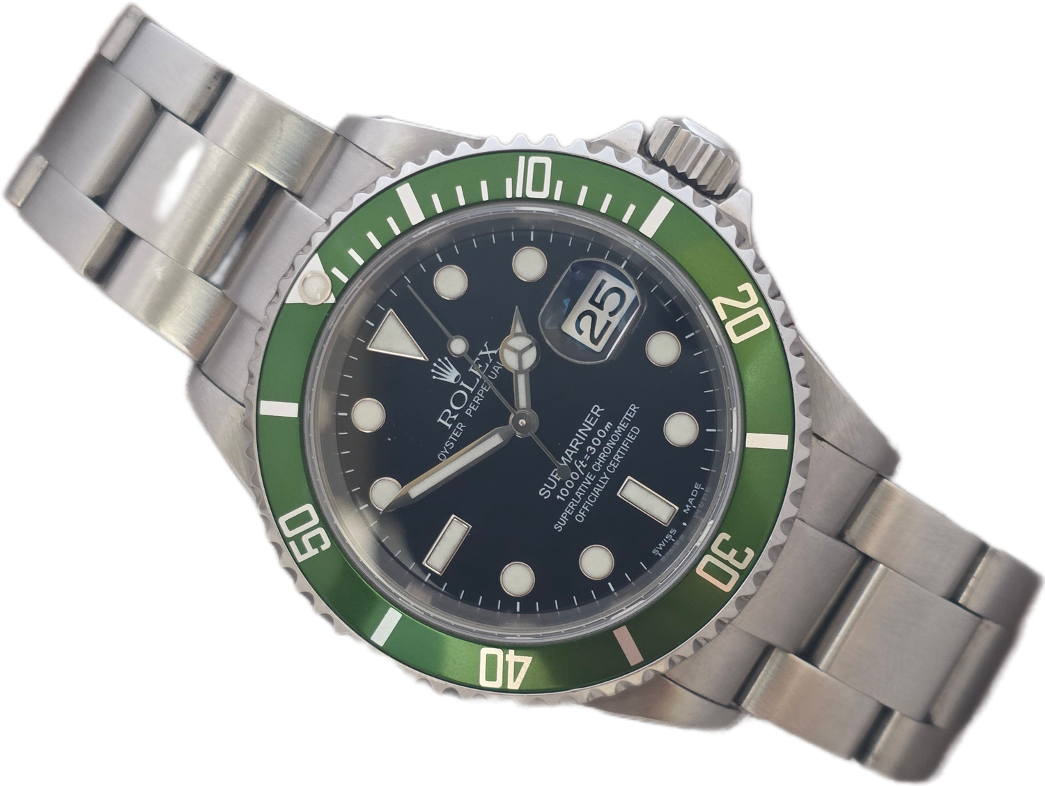 Rolex Submariner Date 16610LV Watch 'Kermit' - 2004 with 2020 Rolex Service Card