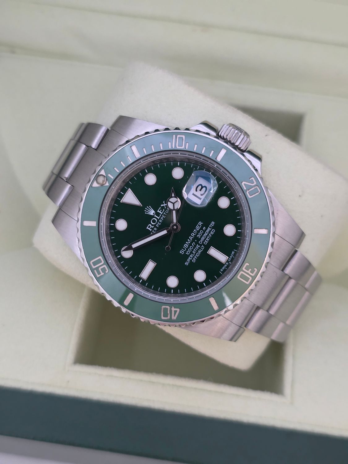 Rolex Submariner Date 116610LV Watch, Green Hulk, 2012 Full Set