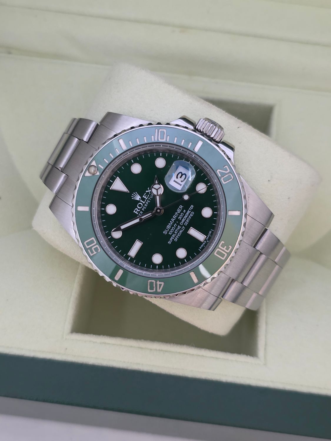 Rolex Submariner Date 116610LV Watch, Green Hulk, 2012 Full Set