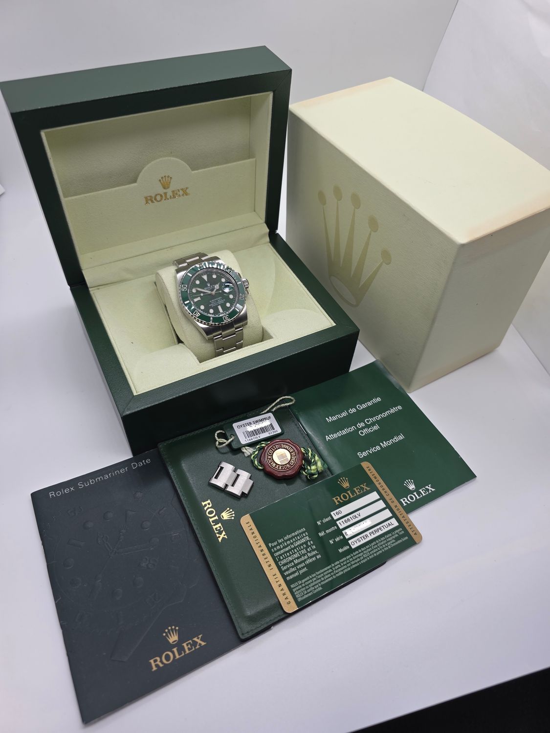 Rolex Submariner Date 116610LV Watch, Green Hulk, 2012 Full Set