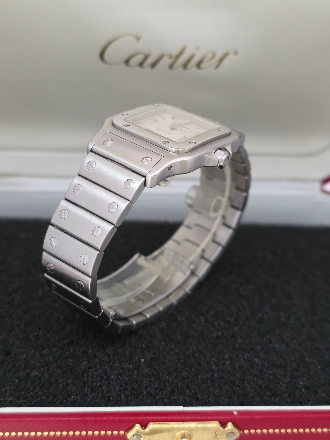 Cartier Santos Galbee W20055D6 2319, Silver Guilloche Dial, 29mm Automatic Watch