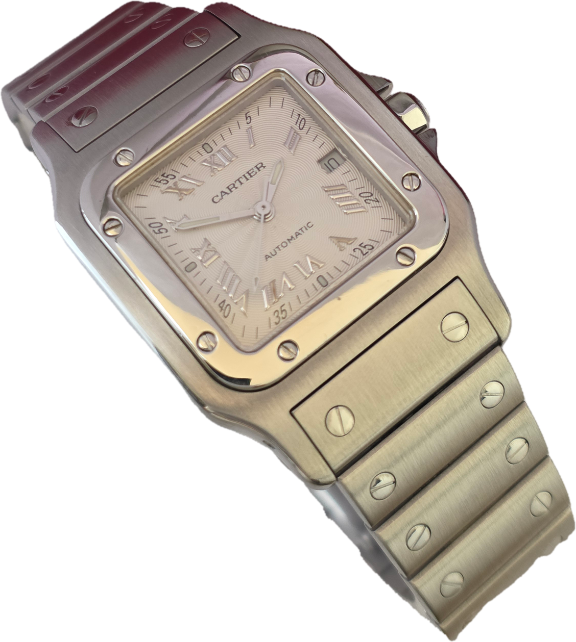 Cartier Santos Galbee W20055D6 2319, Silver Guilloche Dial, 29mm Automatic Watch