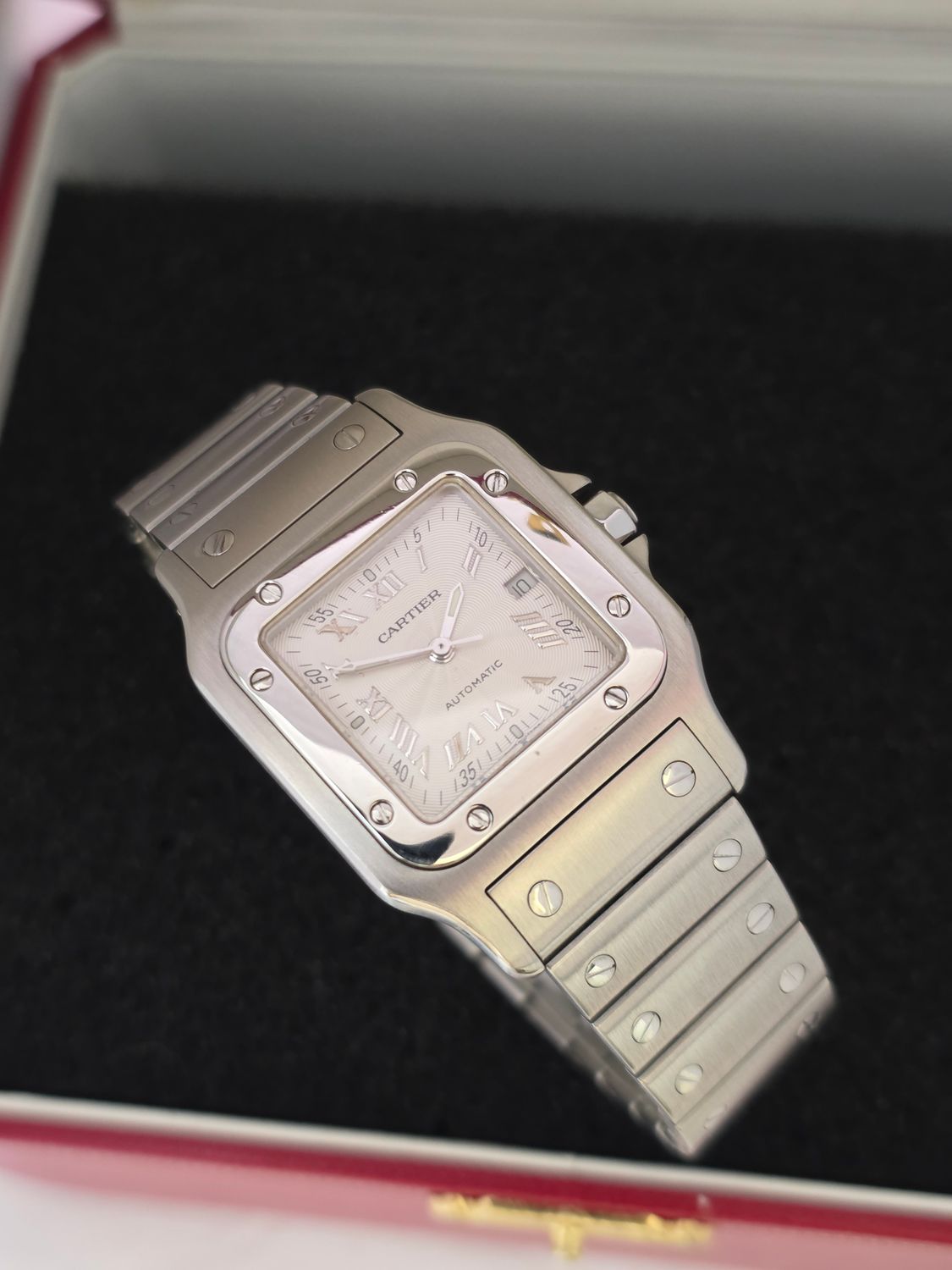 Cartier Santos Galbee W20055D6 2319, Silver Guilloche Dial, 29mm Automatic Watch