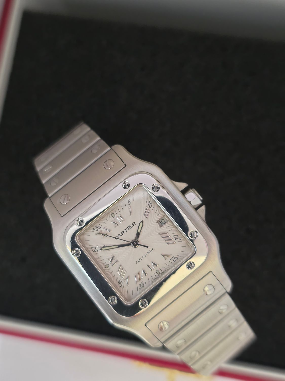 Cartier Santos Galbee W20055D6 2319, Silver Guilloche Dial, 29mm Automatic Watch