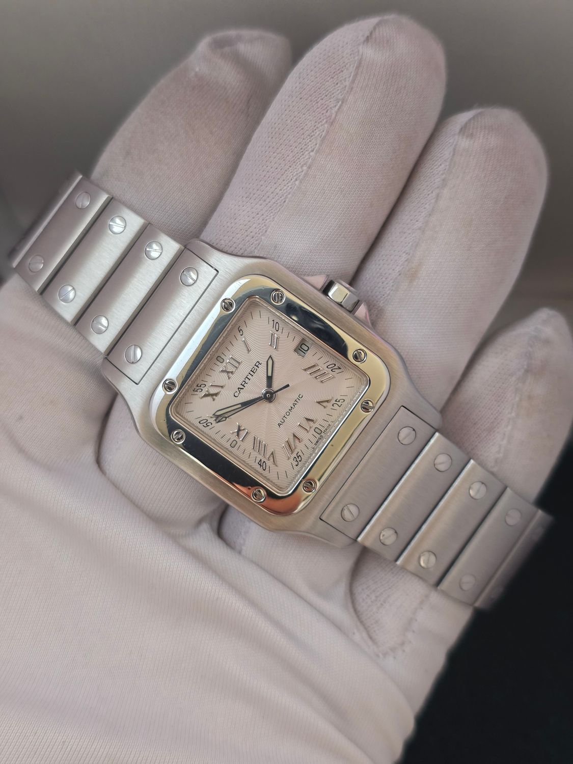 Cartier Santos Galbee W20055D6 2319, Silver Guilloche Dial, 29mm Automatic Watch