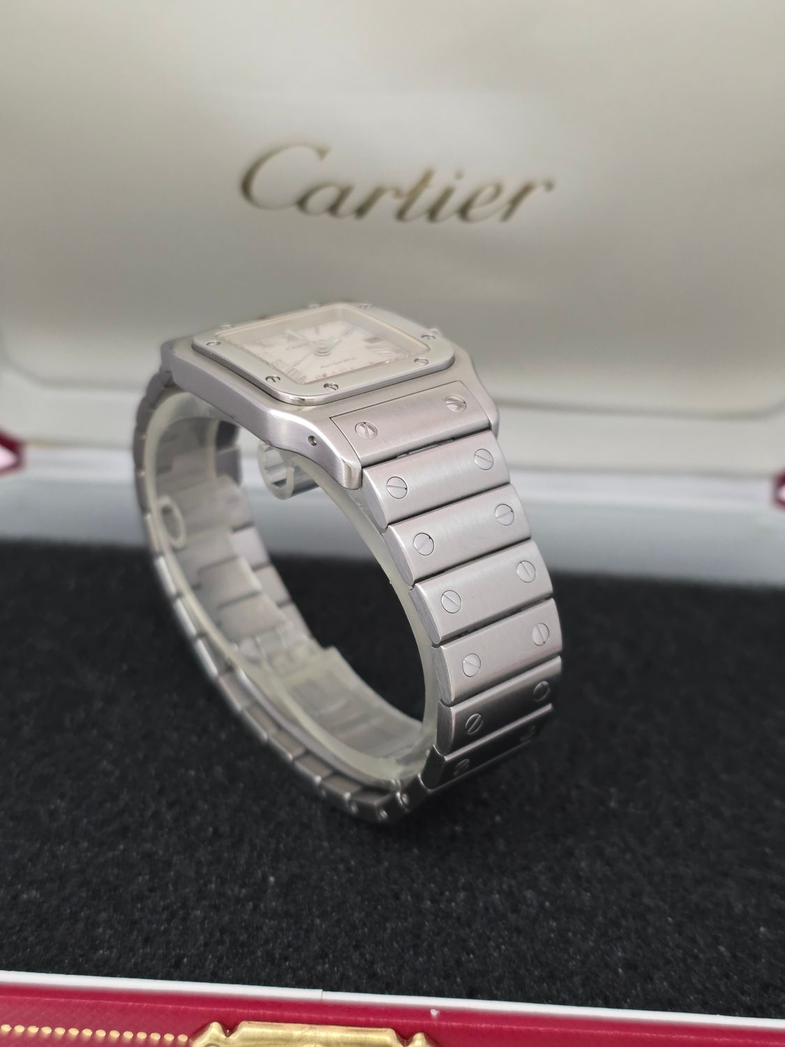 Cartier Santos Galbee W20055D6 2319, Silver Guilloche Dial, 29mm Automatic Watch