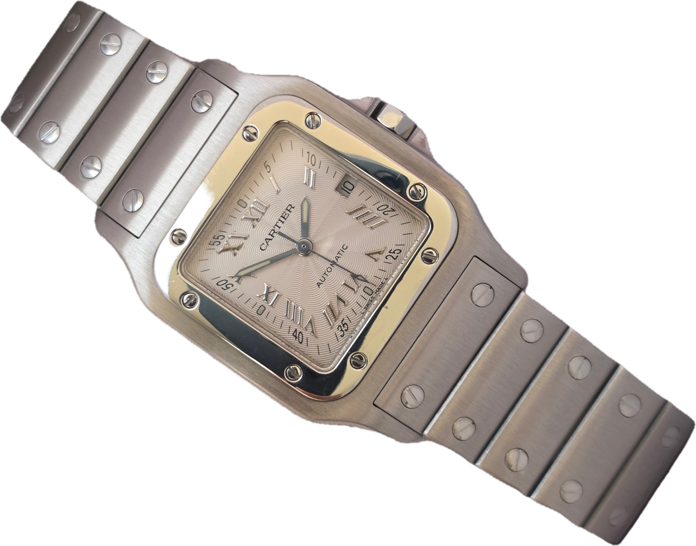 Cartier Santos Galbee W20055D6 2319, Silver Guilloche Dial, 29mm Automatic Watch