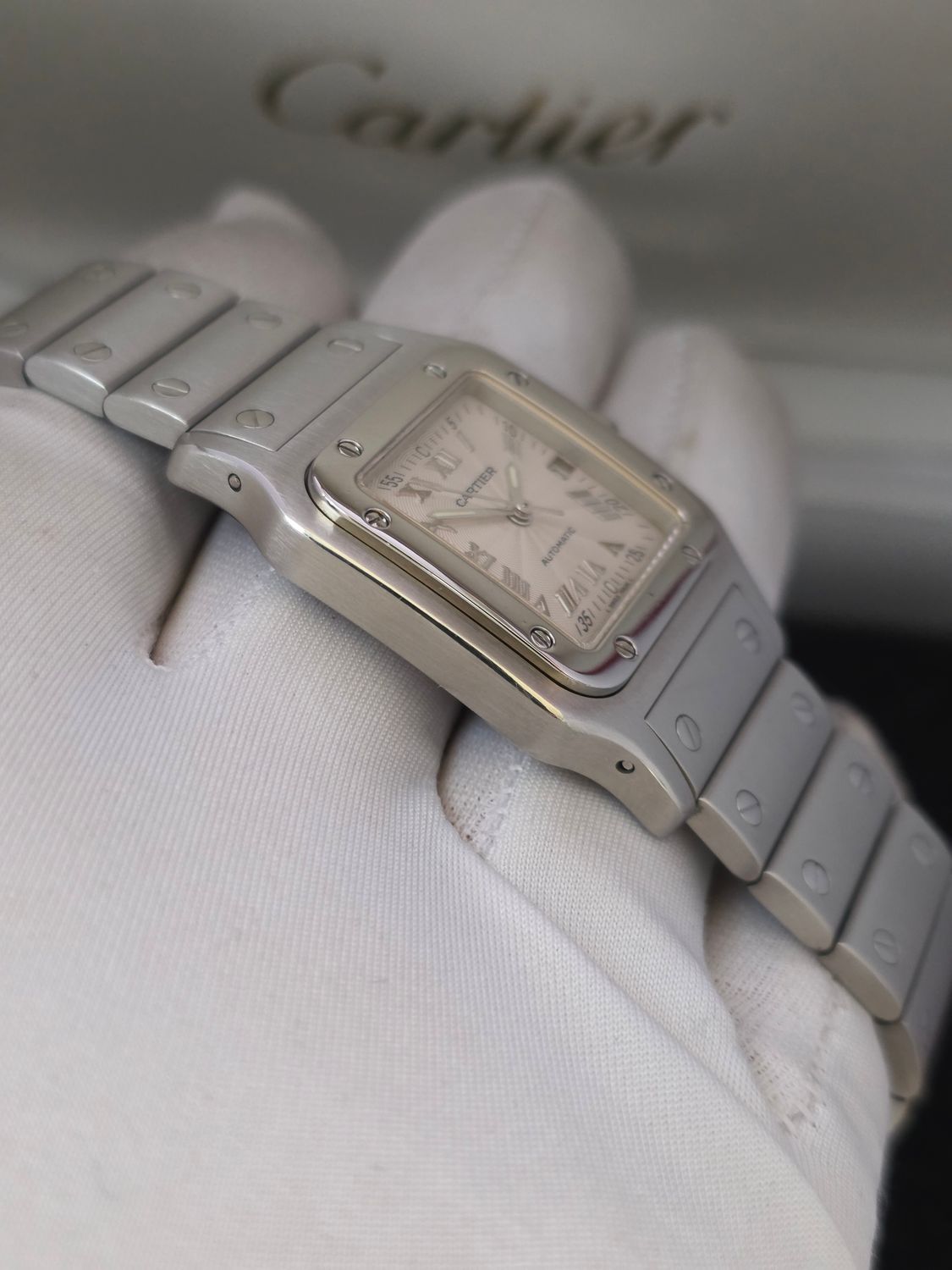 Cartier Santos Galbee W20055D6 2319, Silver Guilloche Dial, 29mm Automatic Watch