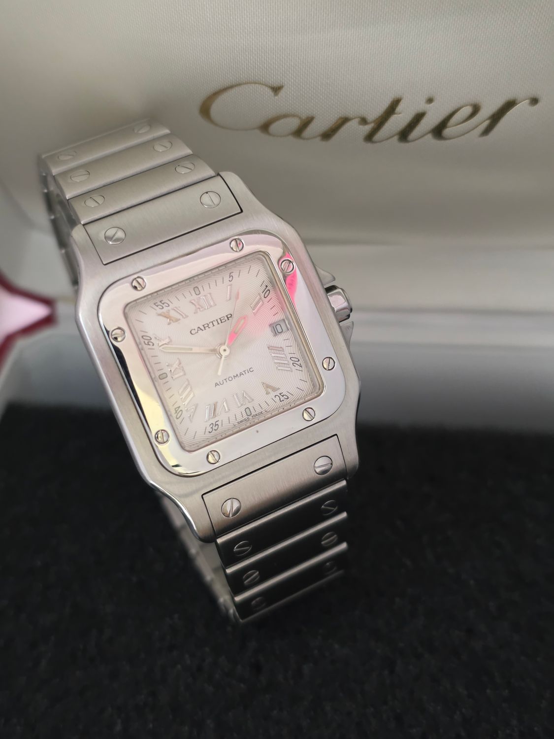 Cartier Santos Galbee W20055D6 2319, Silver Guilloche Dial, 29mm Automatic Watch