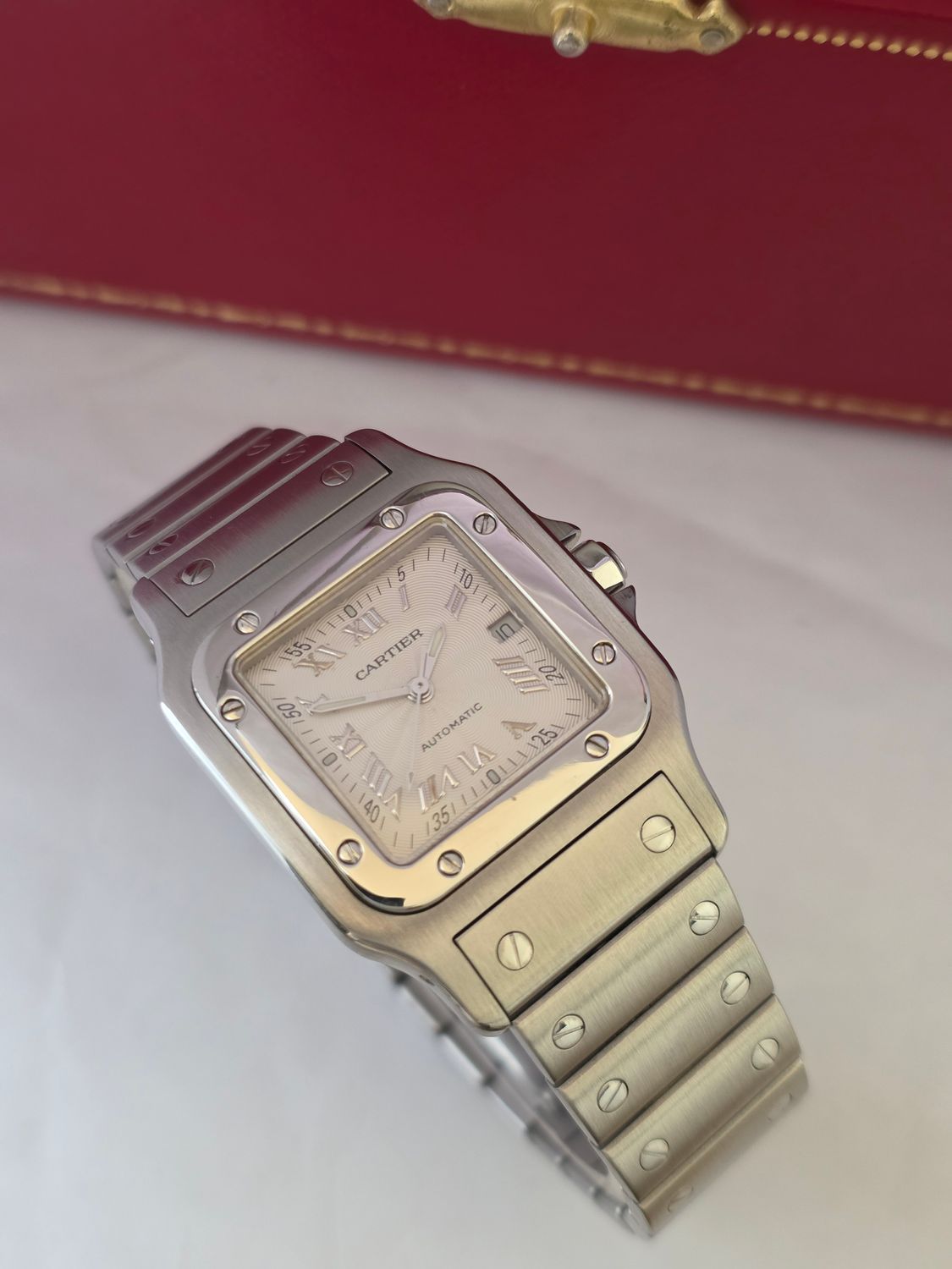 Cartier Santos Galbee W20055D6 2319, Silver Guilloche Dial, 29mm Automatic Watch